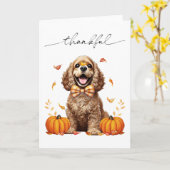 Süßer Cocker Spaniel Herbstlaub Kürbisse Karte (Gelbe Blume)