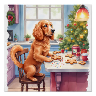 Süßer Cocker Spaniel Lebkuchenbacken Weihnachten Poster