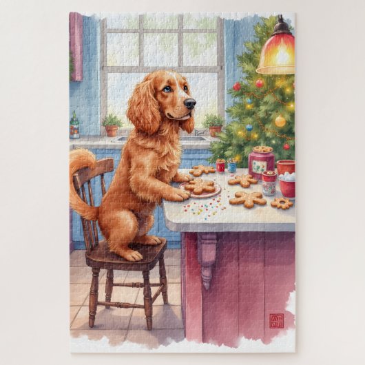 Süßer Cocker Spaniel Lebkuchenbacken Weihnachten Puzzle (Vertikal)