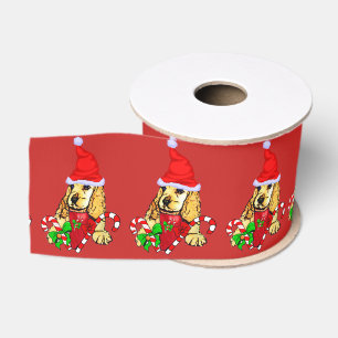 Süßer Cocker Spaniel Welpe Weihnachten Ripsband