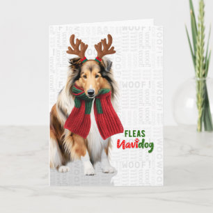 Süßer Collie-Hund Lustige Flöhe Navidog Weihnachte Feiertagskarte