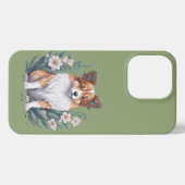 Süßer Collie umringt von Blumen -  iPhone Hülle (Rückseite (Horizontal))