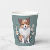 Süßer Collie umringt von Blumen -  Pappbecher (Vorderseite)