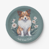 Süßer Collie umringt von Blumen -  Pappteller (Vorderseite)