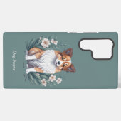 Süßer Collie umringt von Blumen -  Samsung Galaxy Hülle (Rückseite (Horizontal))