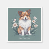 Süßer Collie umringt von Blumen -  Serviette (Vorderseite)