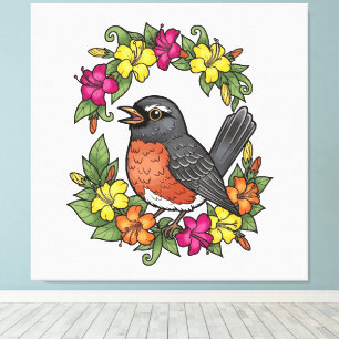 Süßer Connecticut-Vogel mit Mirabilis Leinwanddruck