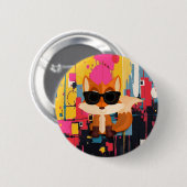 Süßer cooler Fuchs mit Sonnenbrille auf farbenfroh Button (Vorne & Hinten)