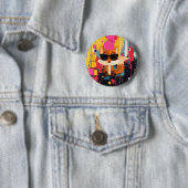 Süßer cooler Fuchs mit Sonnenbrille auf farbenfroh Button (Beispiel)