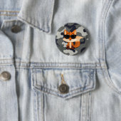 Süßer cooler Fuchs mit Sonnenbrille auf grauer Tar Button (Beispiel)