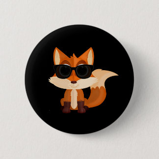 Süßer cooler Fuchs mit Sonnenbrille auf kräftigem Button