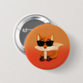 Süßer cooler Fuchs mit Sonnenbrille auf orangem So Button (Vorne & Hinten)