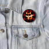 Süßer cooler Fuchs mit Sonnenbrille auf schwarzem Button (Beispiel)