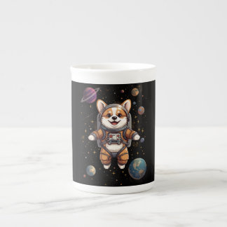 Süßer Corgi-Astronaut schwebt im Weltraum Porzellantasse