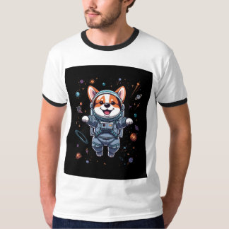 Süßer Corgi-Astronaut schwebt im Weltraum T-Shirt