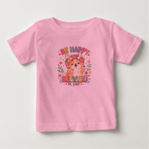 Süßer Corgi Blumenkranz Sei glücklich, sei du selb Baby T-shirt
