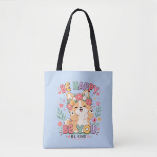 Süßer Corgi Blumenkranz Sei glücklich, sei du selb Tasche