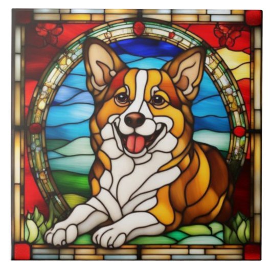 Süßer Corgi-Dekorative Keramikfliese (Vorderseite)