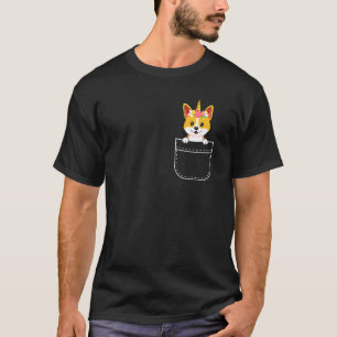 Süßer Corgi-Einhorn-Tasche-Hund-Blumen T-Shirt