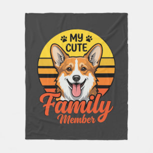 Süßer Corgi-Familienmitglied Hunde Liebhaber Fleecedecke