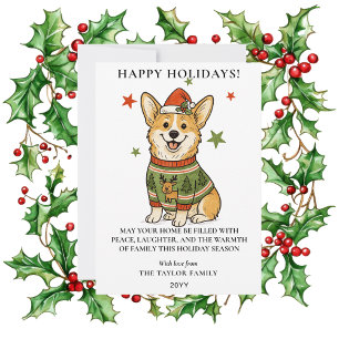 Süßer Corgi hässlicher Rentier Pullover Weihnachte Feiertagskarte