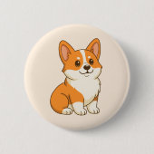 Süßer Corgi Hund Beige Button (Vorderseite)