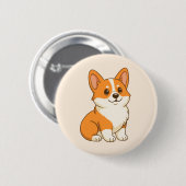 Süßer Corgi Hund Beige Button (Vorne & Hinten)