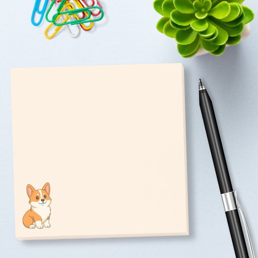 Süßer Corgi Hund Beige Post-it Klebezettel
