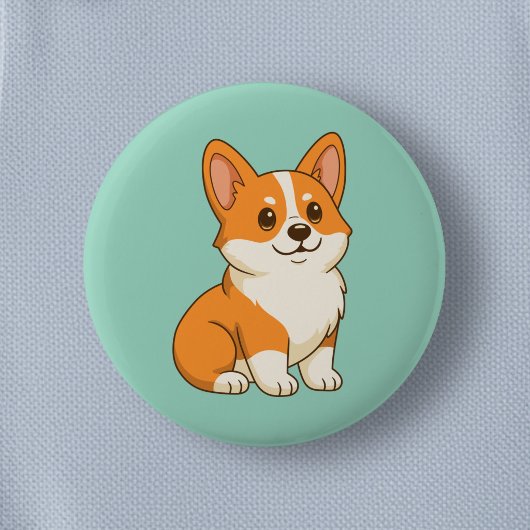 Süßer Corgi Hund Grün Button