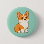 Süßer Corgi Hund Grün Button (Vorderseite)