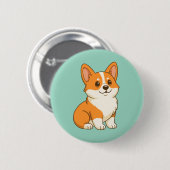 Süßer Corgi Hund Grün Button (Vorne & Hinten)