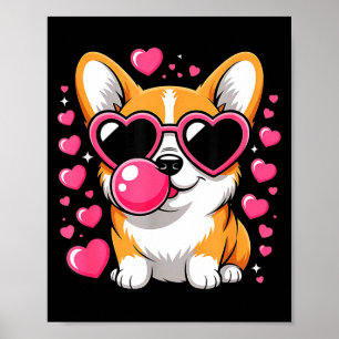 Süßer Corgi-Hund Herz Sungles Valentinstag Welpe Poster