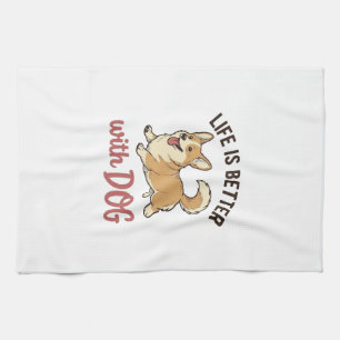 Süßer Corgi-Hund Leben ist besser mit Hundedesign_ Geschirrtuch