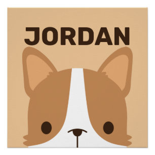 Süßer Corgi-Hund mit personalisiertem Namensposter Poster