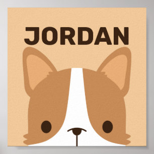 Süßer Corgi-Hund mit personalisiertem Namensposter Poster