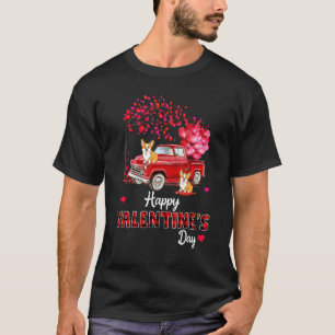 Süßer Corgi Hund Roter LKW Frohen Valentinstag Val T-Shirt