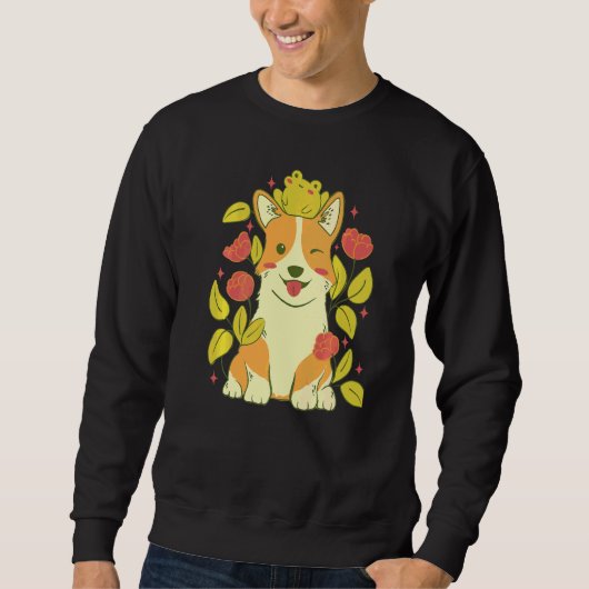 Süßer Corgi-Hund und Frosch 1 Sweatshirt (Vorderseite)