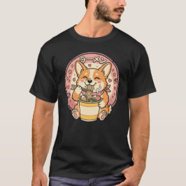 Süßer Corgi isst Ramen Kawaii japanische Nudeln  T-Shirt