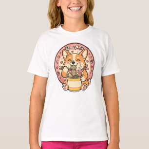 Süßer Corgi isst Ramen Kawaii japanische Nudeln T-Shirt