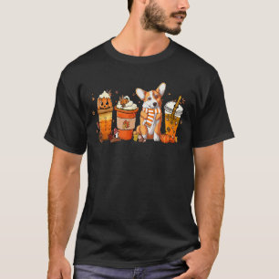 Süßer Corgi Kürbis-Gewürz-Kaffee-Latte Herbst  T-Shirt