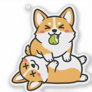 Süßer Corgi mit Birne auf müdem Corgi Lustige Hund Aufkleber
