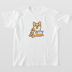 Süßer Corgi mit Birne auf müdem Corgi Lustige Hund T-Shirt