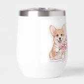 Süßer Corgi mit Kirschblütenzweig (Vorderseite)
