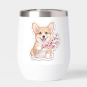 Süßer Corgi mit Kirschblütenzweig (Rückseite)