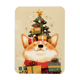 Süßer Corgi mit Weihnachtsgeschenken Magnet