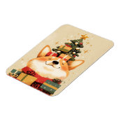 Süßer Corgi mit Weihnachtsgeschenken Magnet (Linke Seite)