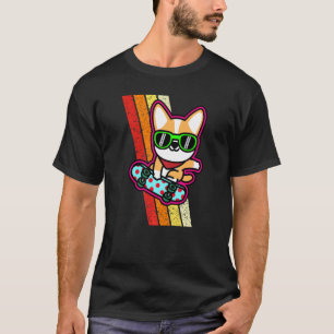 Süßer Corgi Skateboardfahrer  Skater Hund Welpe T-Shirt
