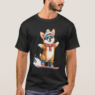 Süßer Corgi Snowboarden Wintersport T-Shirt