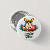 Süßer Corgi Sommerferien-Modus-Knopf Button (Vorne & Hinten)