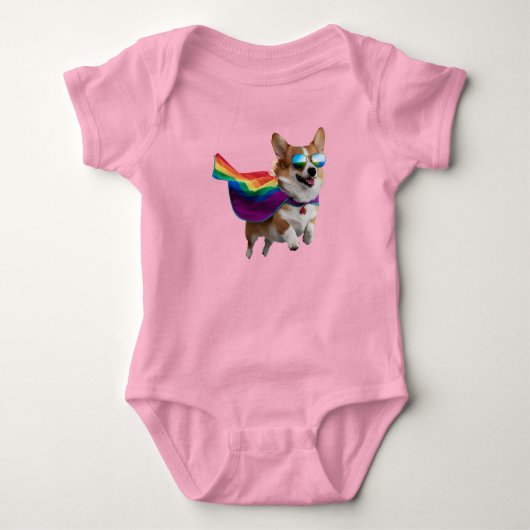 Süßer Corgi Superheld Baby Strampler (Vorderseite)